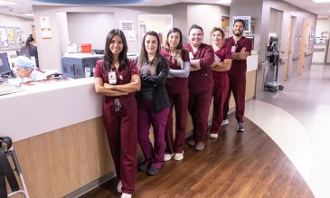 Hospital staff standing in a line