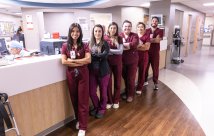 Hospital staff standing in a line