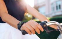 Close up of womans wrist while ridng a bike
